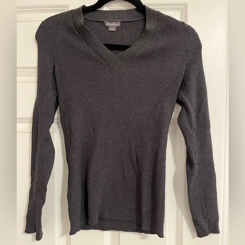Charcoal Gray Eddie Bauer V-neck Sweater